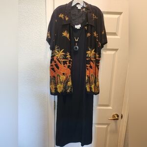 K Studio Full-length Black Dress with Garaiff detachable shirt